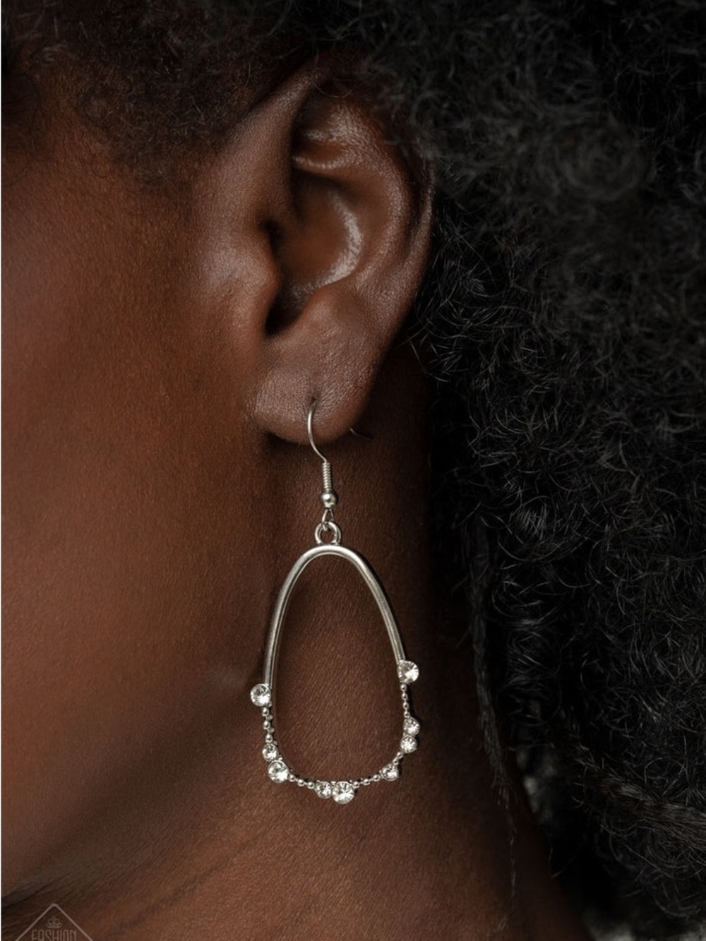 Silver Teardrop Crystal Dangle Earrings